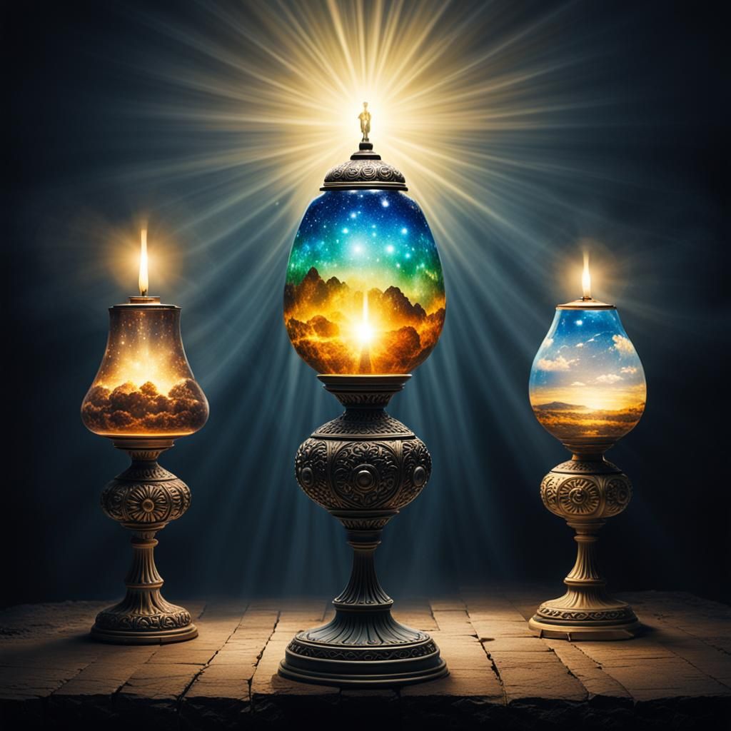 Lamps Illuminate Jesus Christ Radiating Eternal Peace