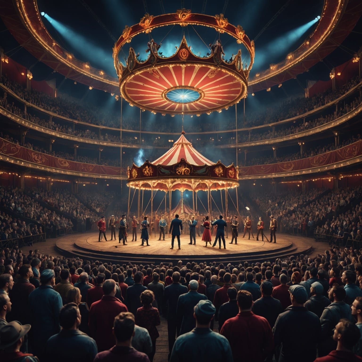 Circus Performers in Center Ring: Fantasy Concept Art