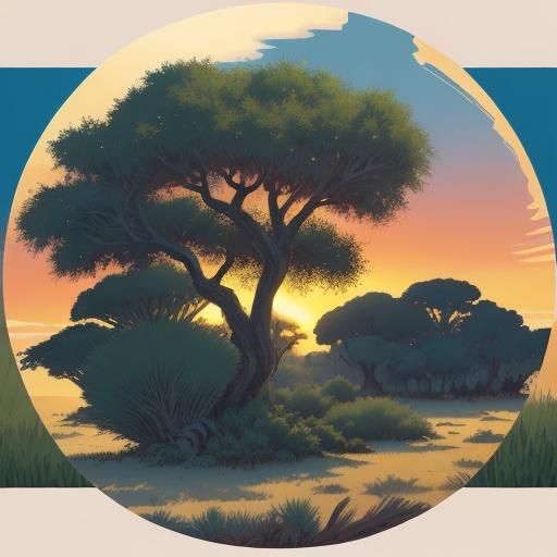 Lush Tropical Landscape in Painterly Style