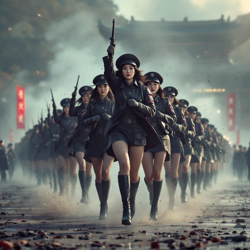 Female Warriors March in Black Leather Boots, Haunted by Men