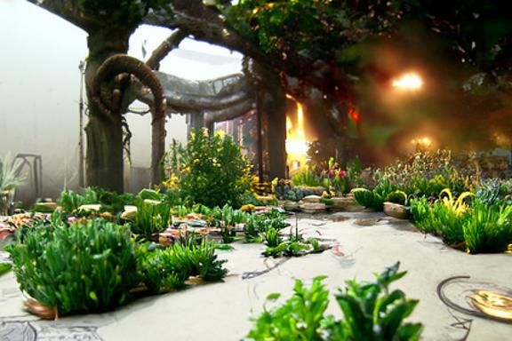 Ethereal Post-Apocalyptic Garden of Eden in Fantasy Style