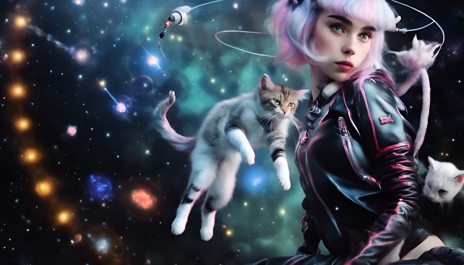 Grimes as Catgirl in Space with Cats