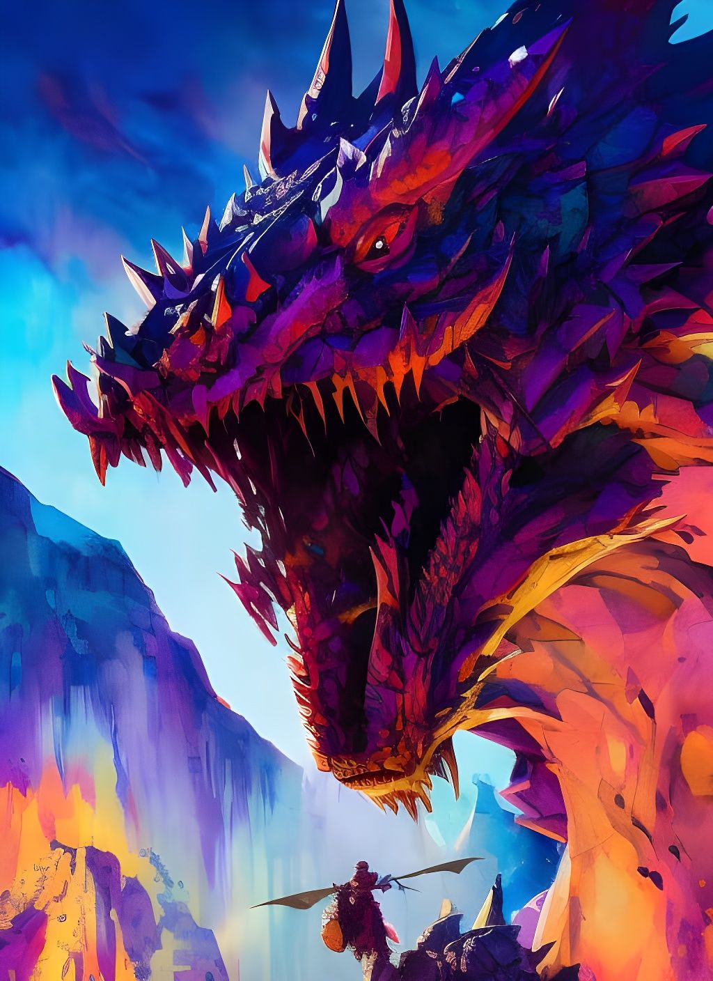 Watercolor Dragon Portrait in Anime Style