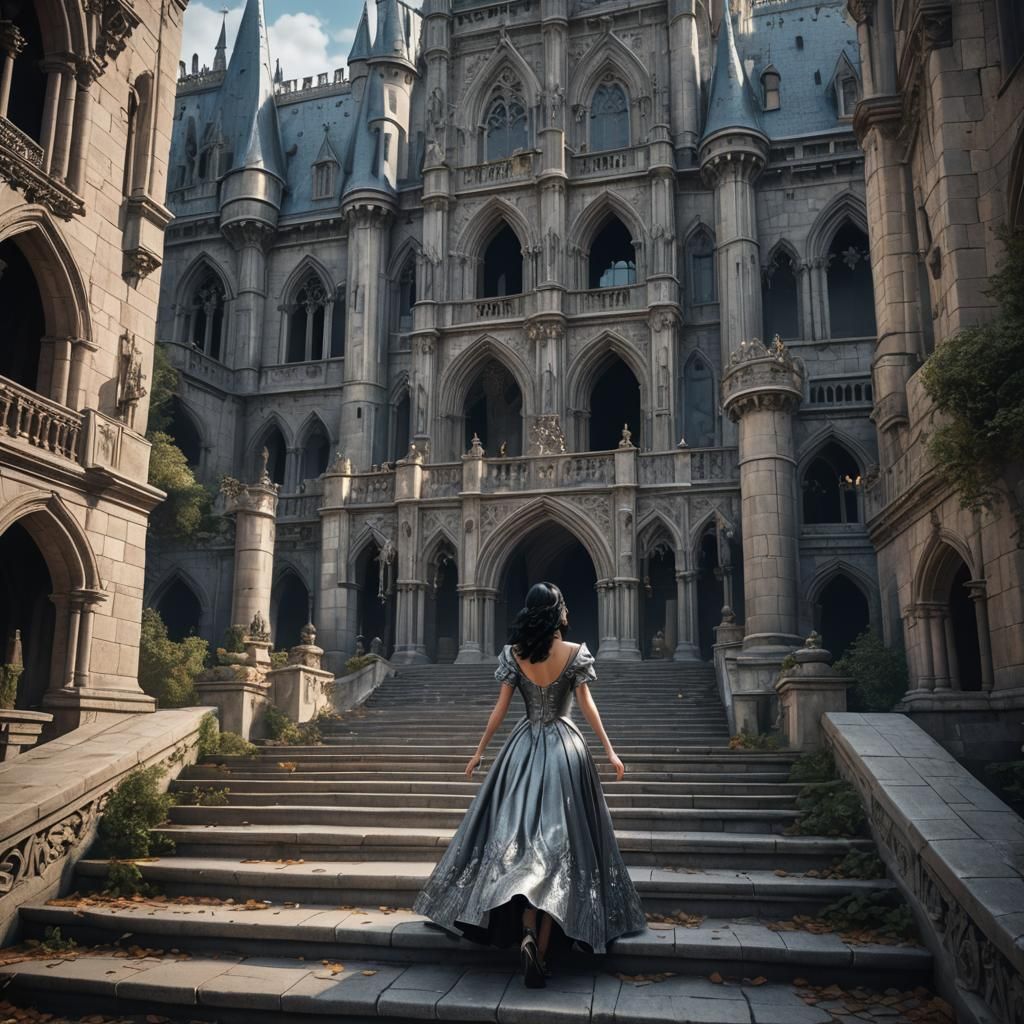 Cinderella's Escape: Gothic Palace Fantasy Art
