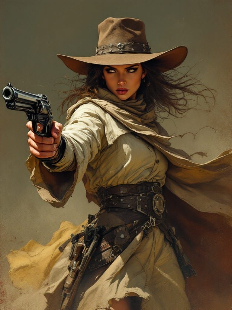 Post-Apocalyptic Duelist in Frazetta Style