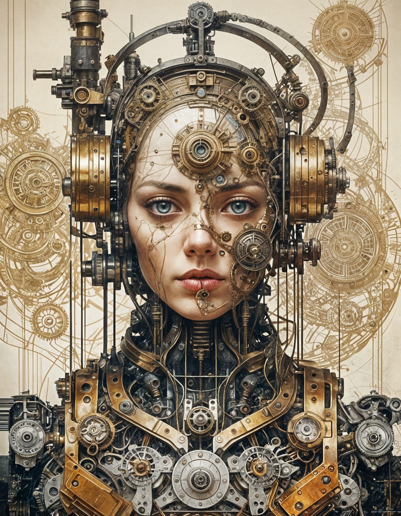 Steampunk Robot Double Exposure: Mechanical Engineering Beau...