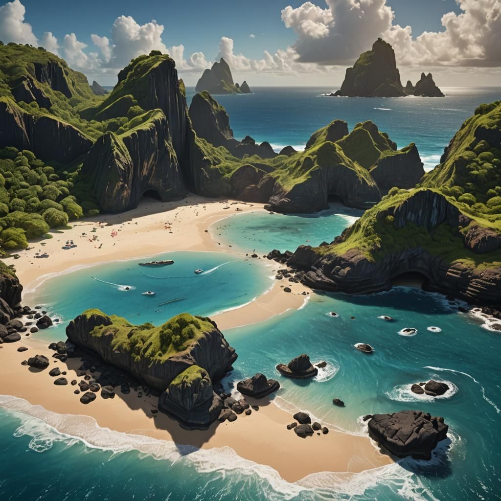 Fernando de Noronha Island Beach: Detailed Matte Painting