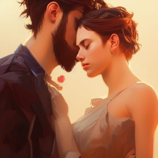 Detailed Portrait of a Loving Couple in Splash Art Style