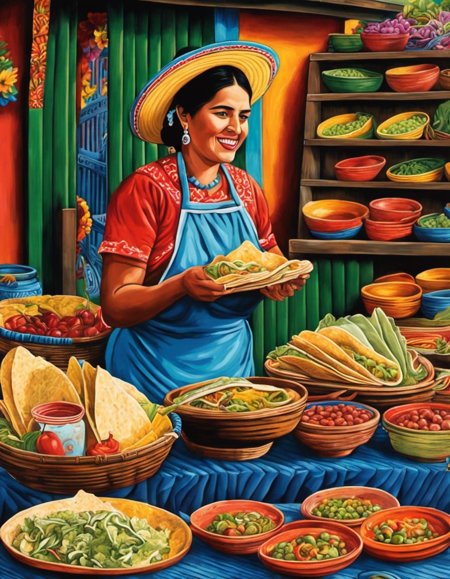 Woman Selling Fresh Tacos