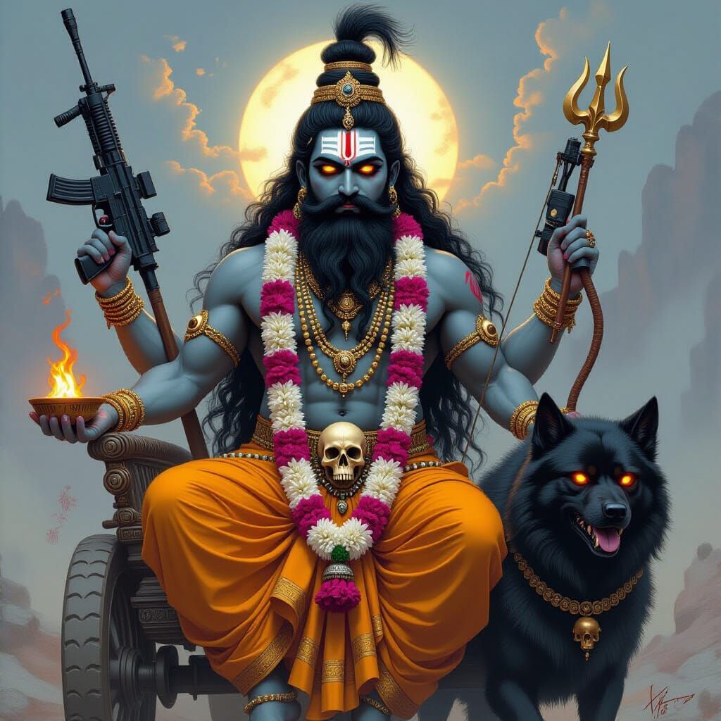 Lord Kaal Bhairav in Dark Biomechanical Style