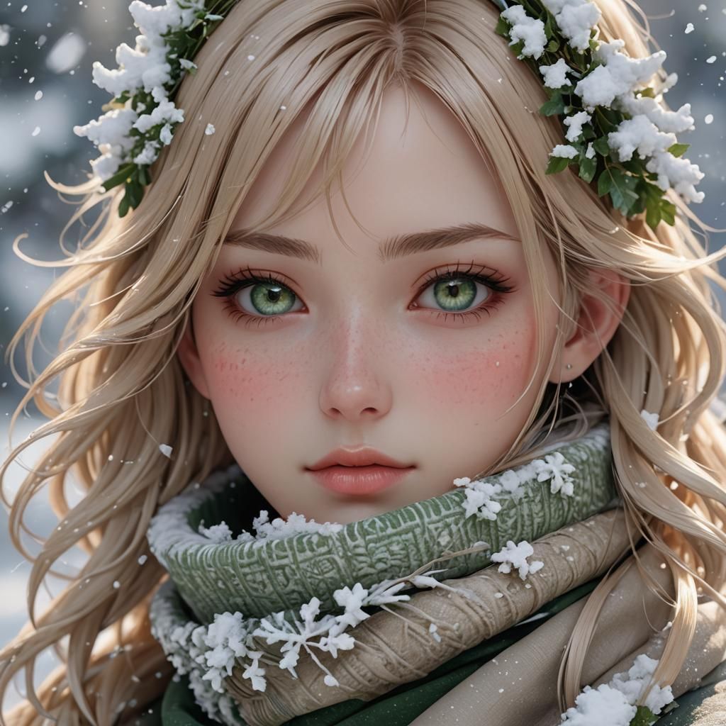Detailed Close-Up of a Girl in 3D Anime Style