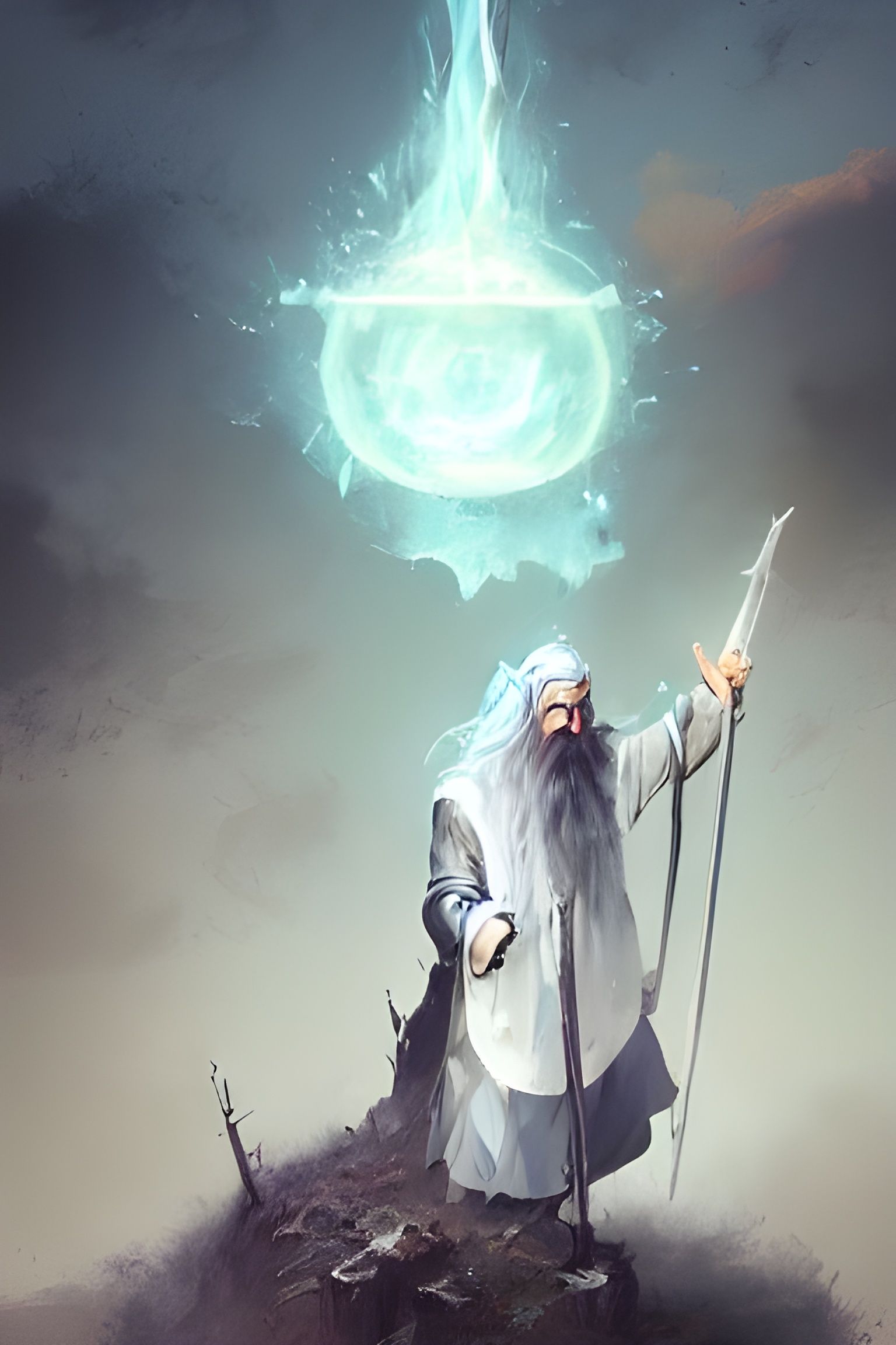 Gandalf Casting a Spell: Fantasy Art