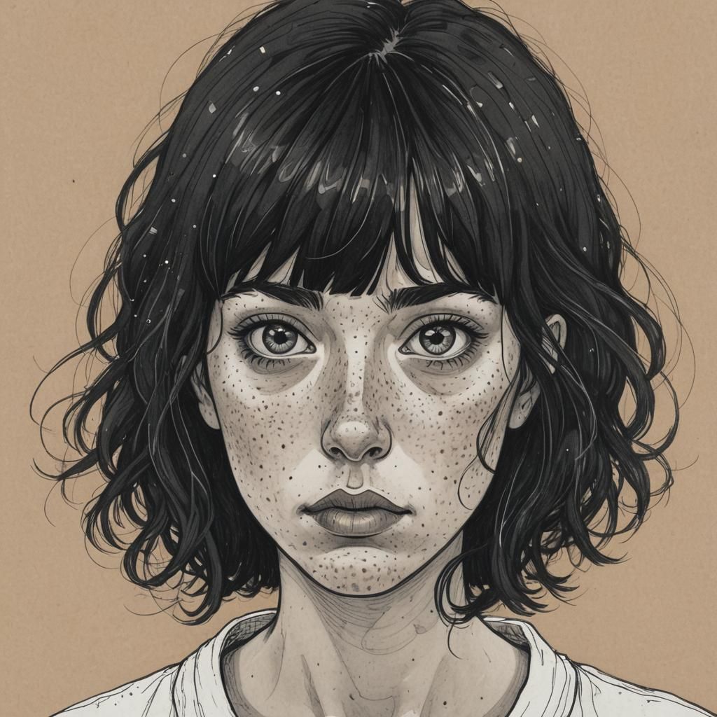 Cartoony Self-Portrait Drawing of Tired Person