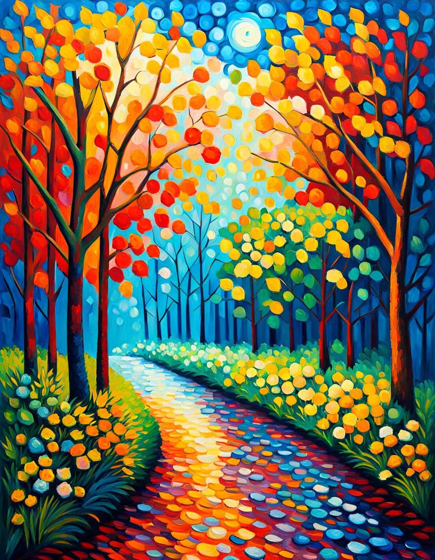 Colorful Expressionist Painting with Impasto Acrylic Texture