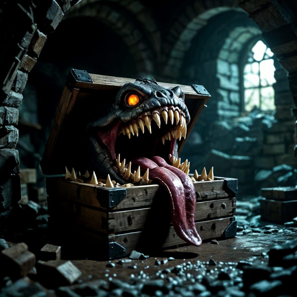 Monstrous Teeth Emerge From Grimy Dungeon Crate
