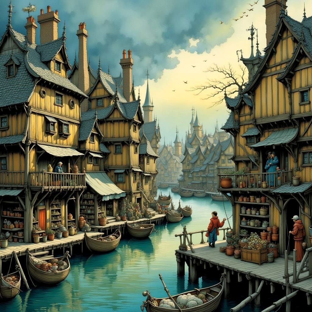 Colorful Stormy Waterscape in Oil Painting Style