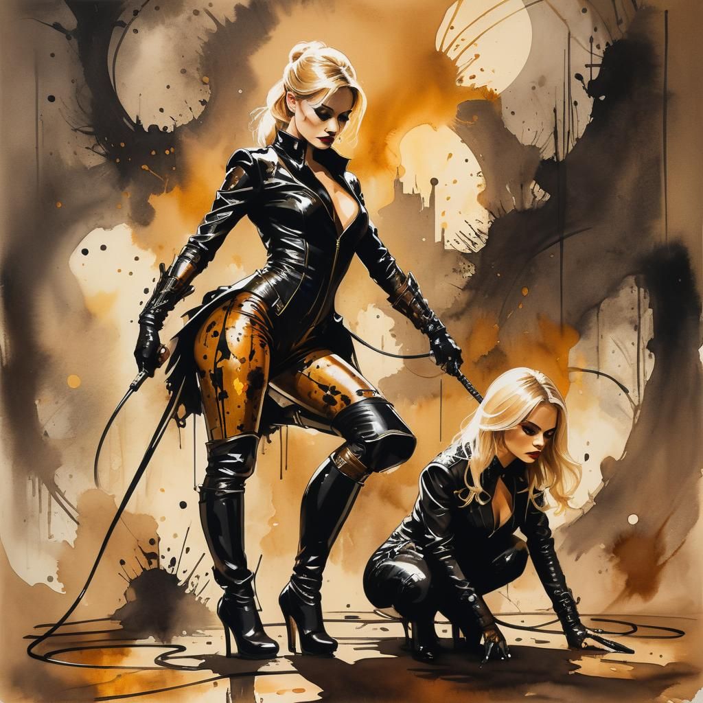 Mistress taking kitty for walk