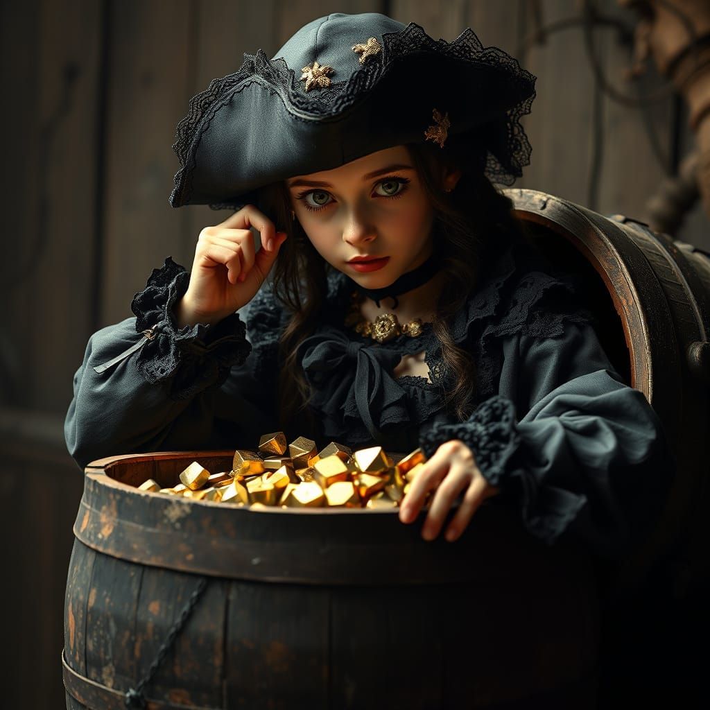 Gothic Pirate Girl Finds Gold, Burtonesque Style