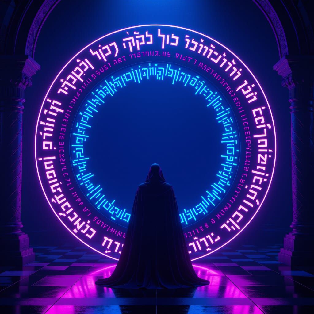 Voidmana Barrier Surrounds Dark Lord in Synthwave Neon Style