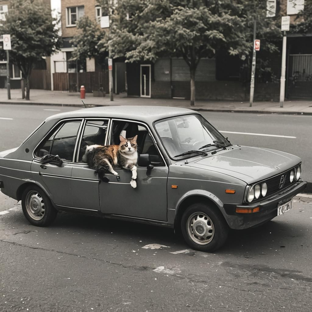 Cat Inside Car Generated by AI