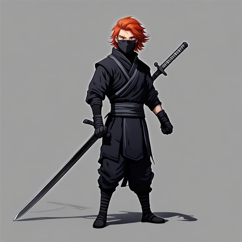 A dark ninja with ginger hair