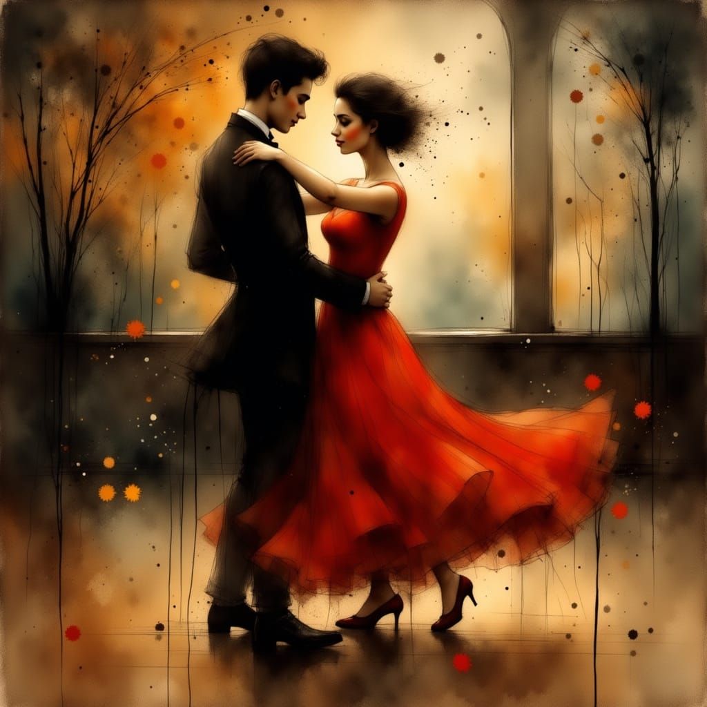 Tango Dancers in Golden Light