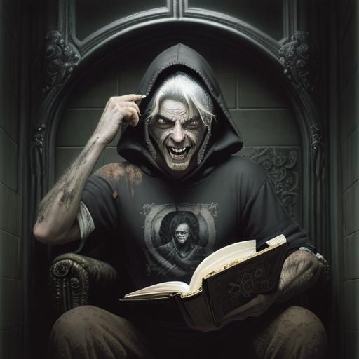 Disturbing Portrait of an Old Man on a Toilet