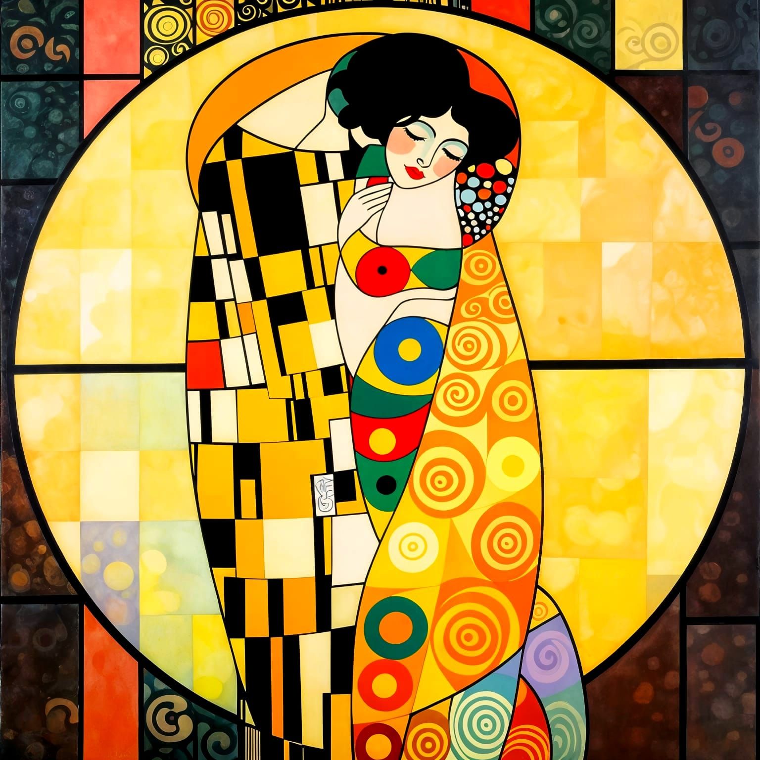 Radiant Geometric Love Display in Veridian Hues