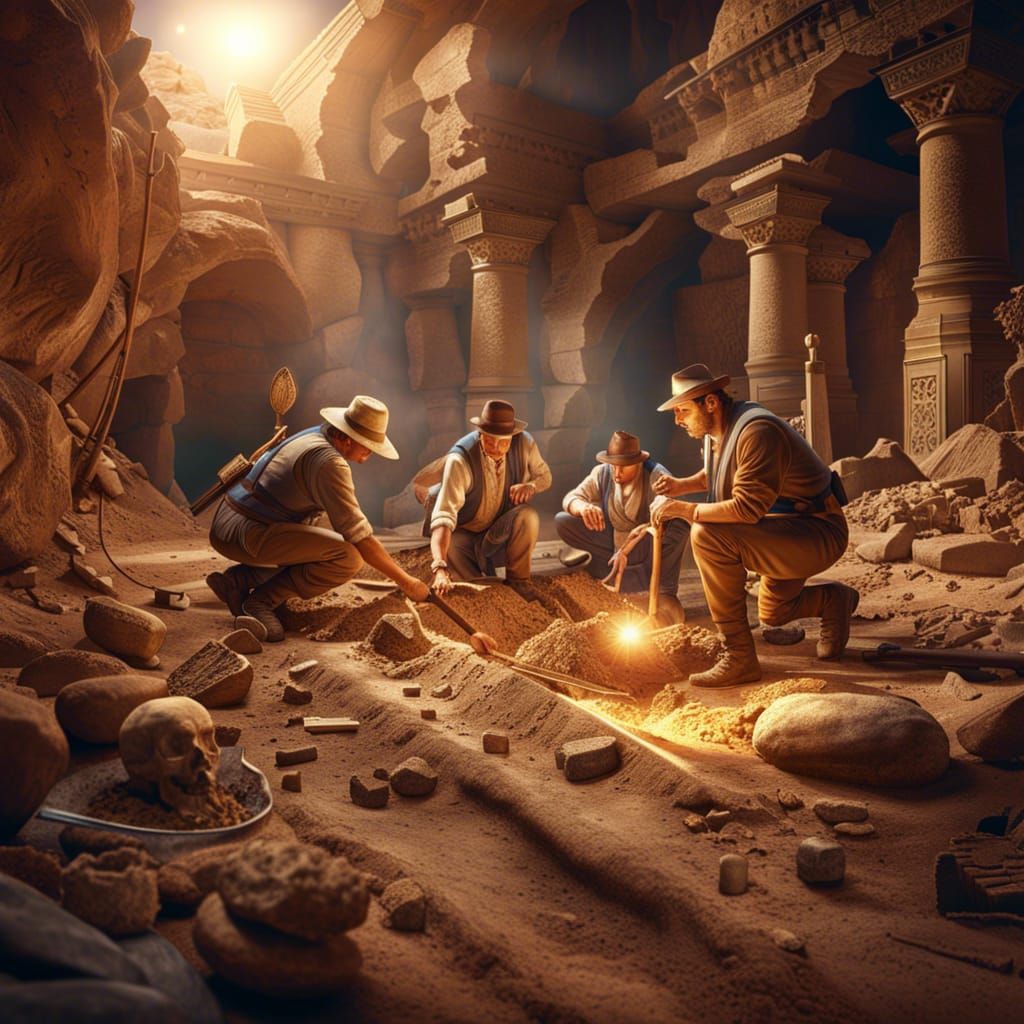 Archeologists Unearthing Ancient Relics at Dig Site