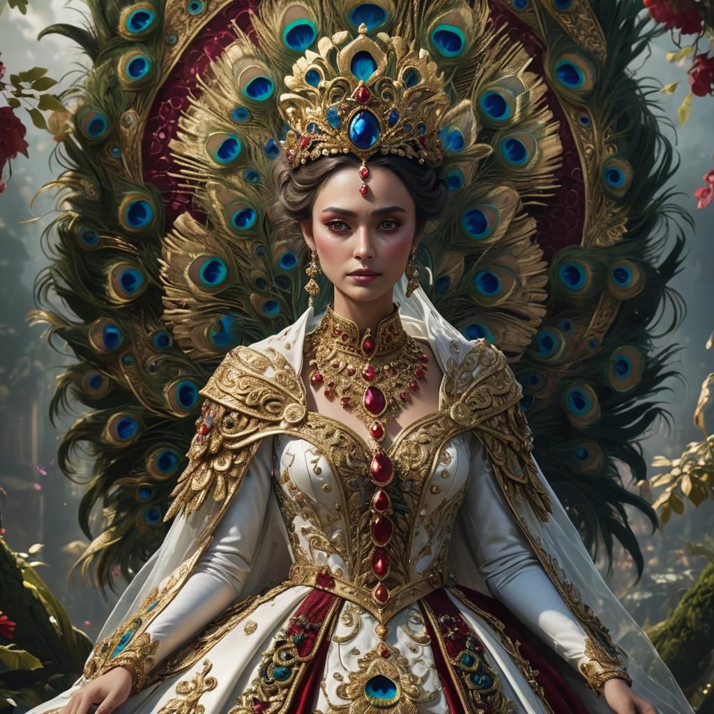 Peacock in Wedding Dress: Detailed Matte Painting