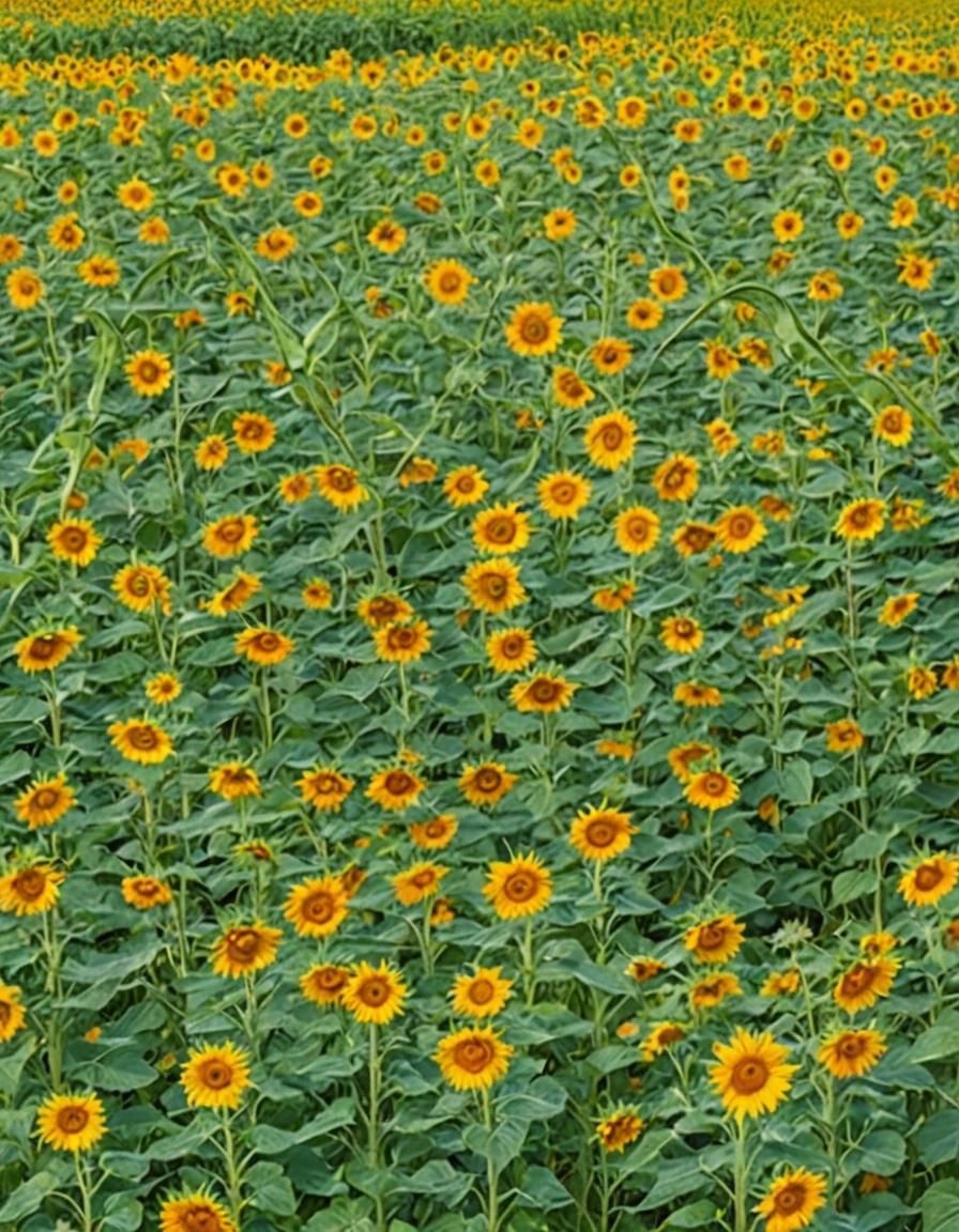 Sunflowers Bloom Where River Flows