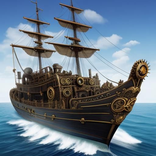 Steampunk Flying Boat with Googly Eyes