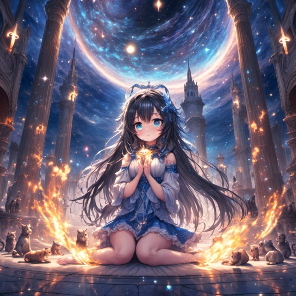 Blue Persian Djiins Meditating in Solomon's Temple