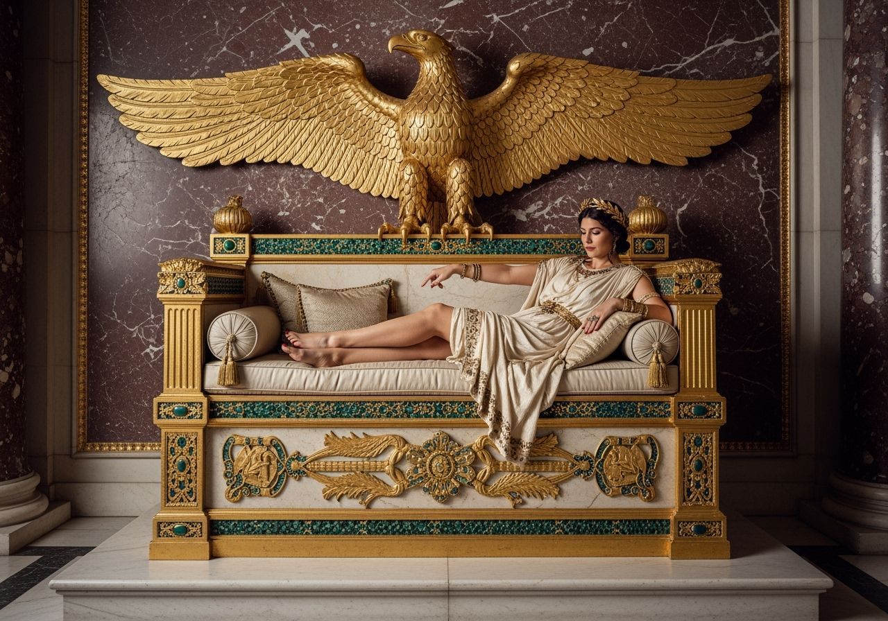 Empress Messalina in a Luxurious Roman Palace Throne Room