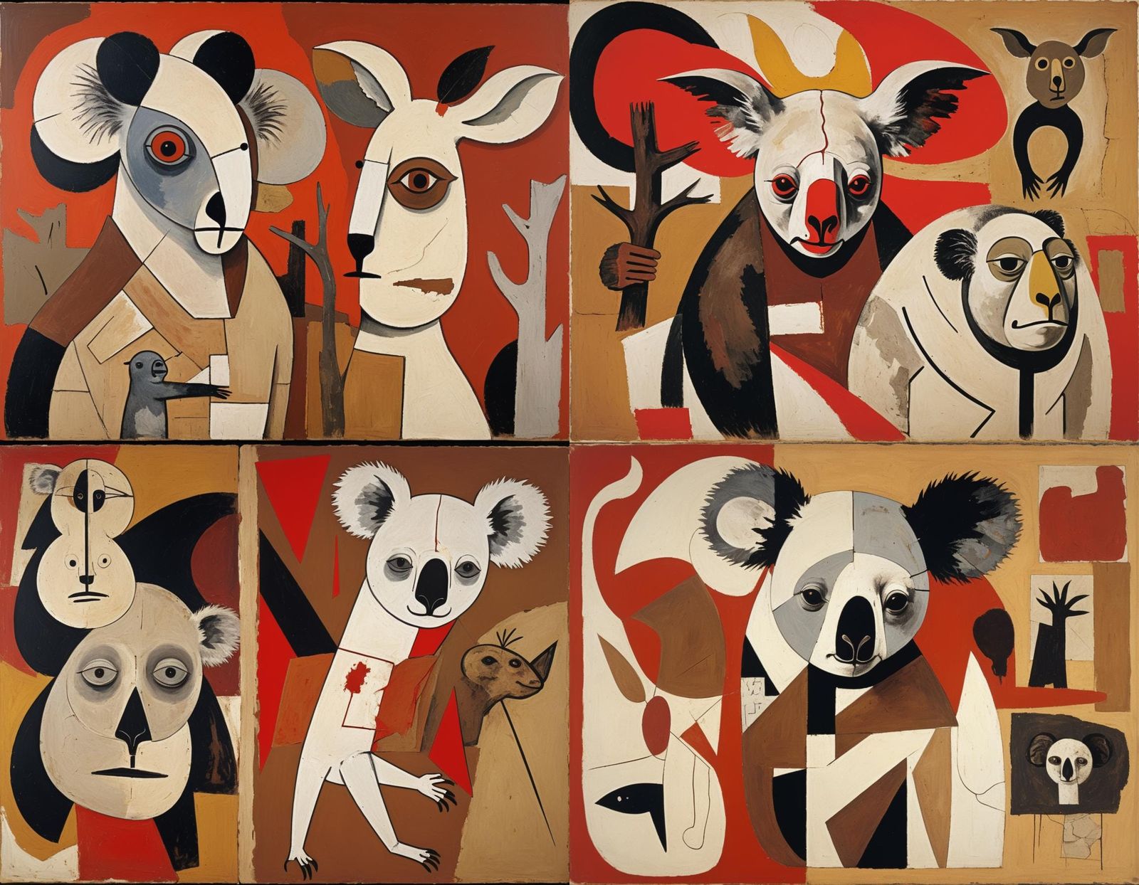 Koala Kangaroo Hybrid in Cubist Style