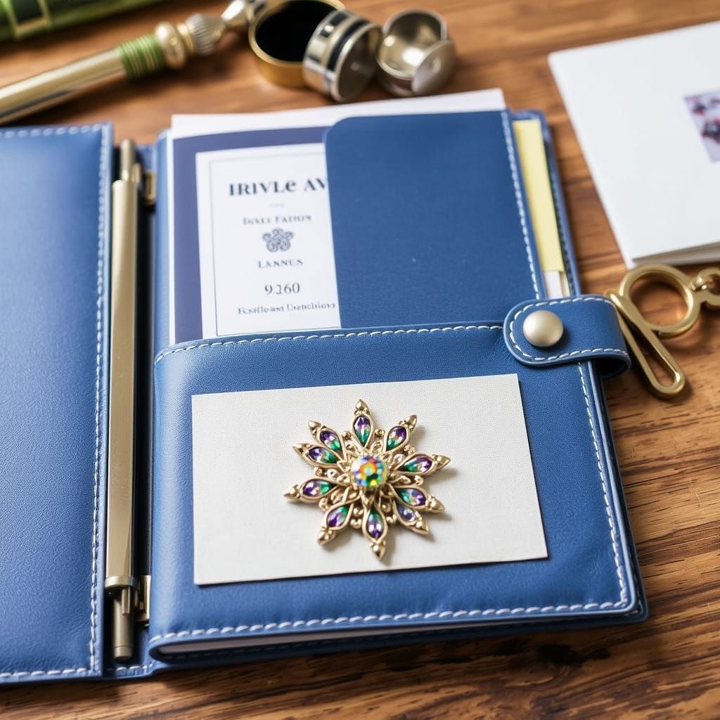 Handmade Folder with Brooch Embellishment