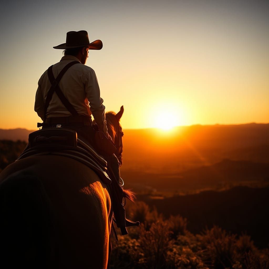 Cowboy Sunset in Red Dead Style