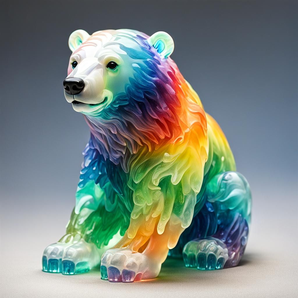 Rainbow Jelly Polar Bear Sculpture