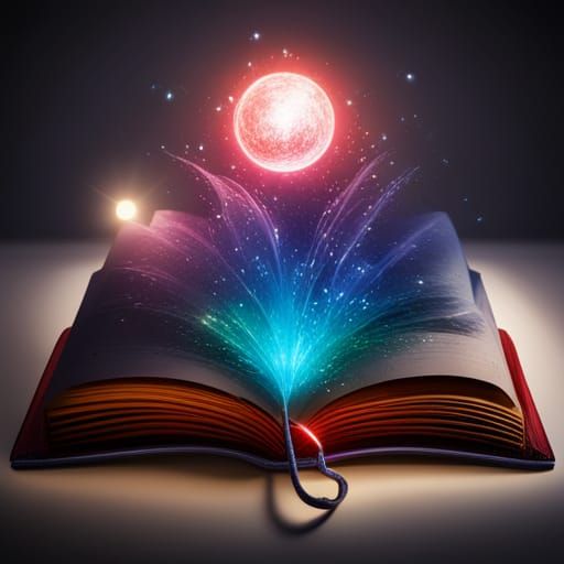 Multicolored Sparkles Emanate from Open Book