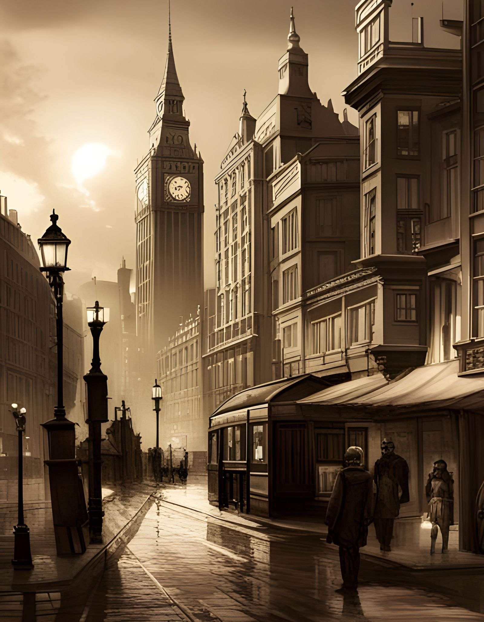 Victorian London in Sepia, Detailed Concept Art