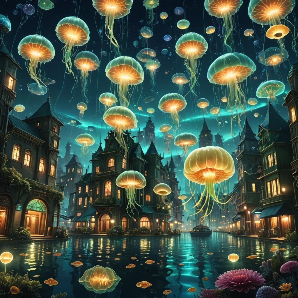 Underwater City: Ocean of Lights in a Dreamscape