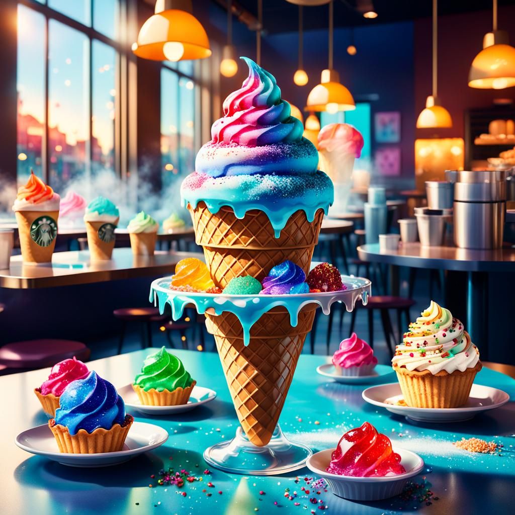 Ice Cream and Coffee Fantasy Art