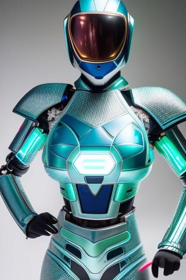 Solarpunk Android Robot Portrait in Fine Art Style