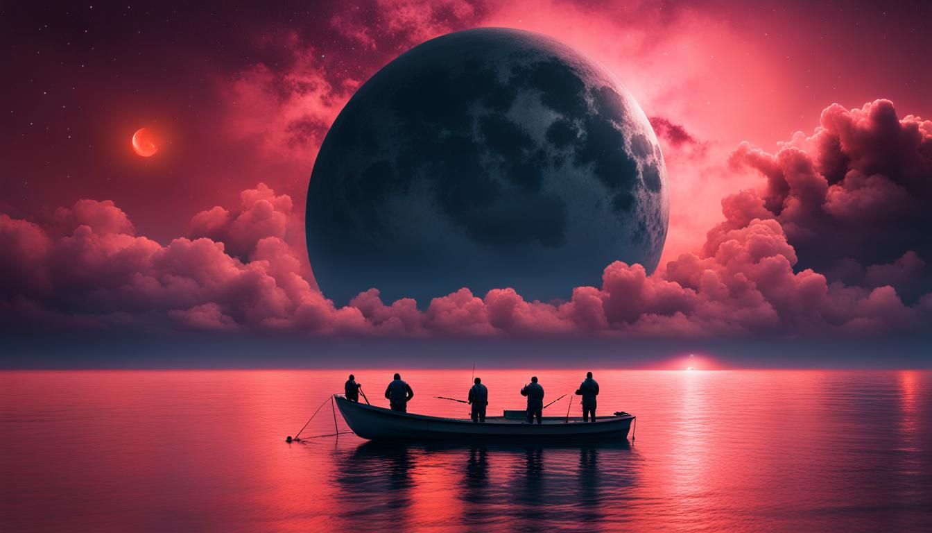 Fishermen Under Milky Way: Serene Cinematic Seascape