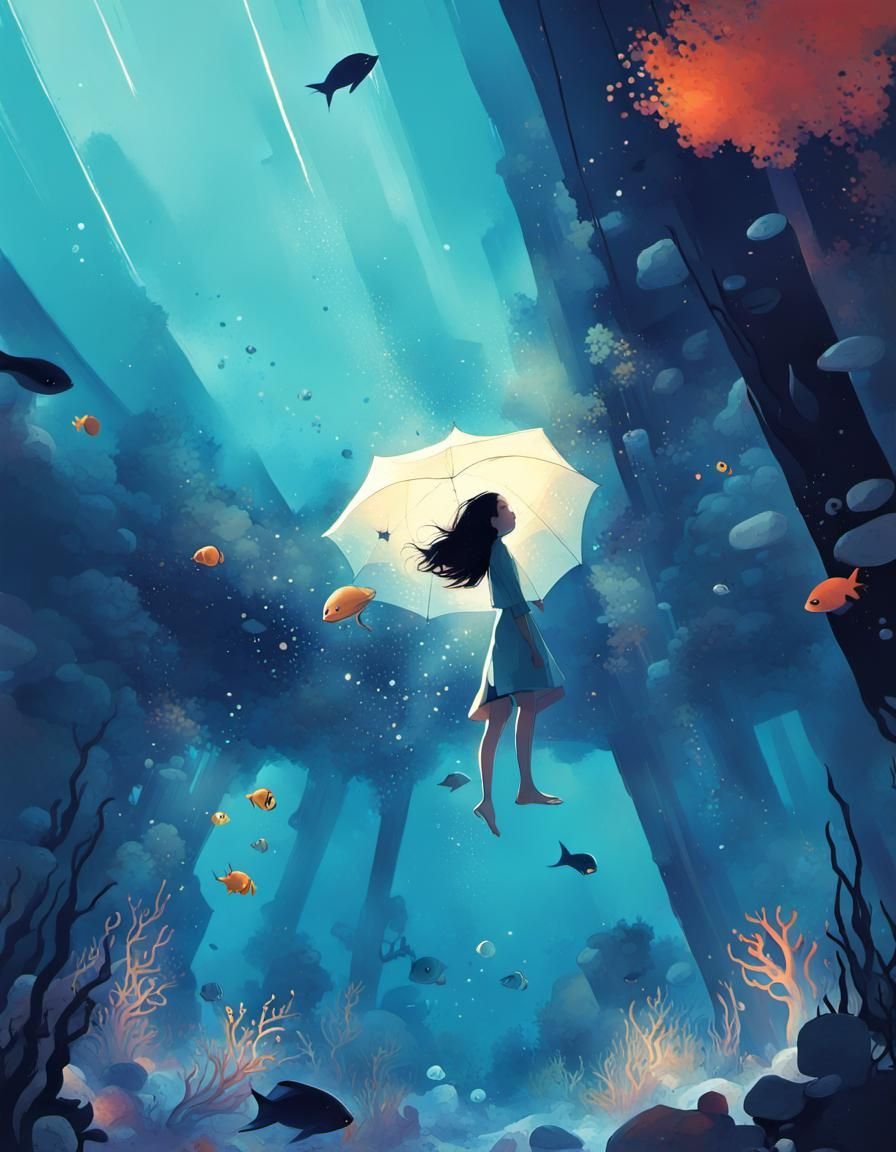 Colorful Abstract Undersea Cartoon Scene