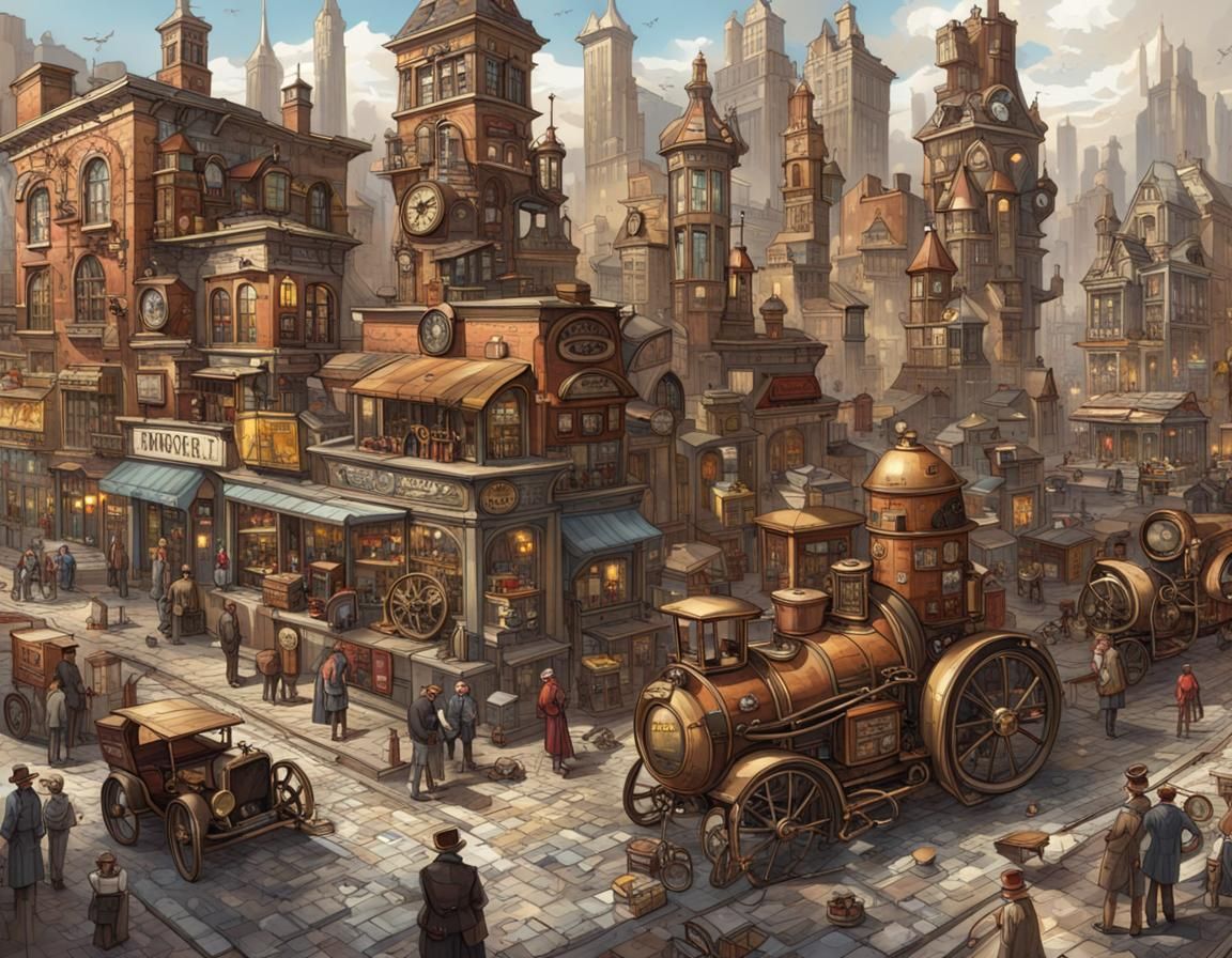 Steampunk Metropolis: A City Puzzle Concept