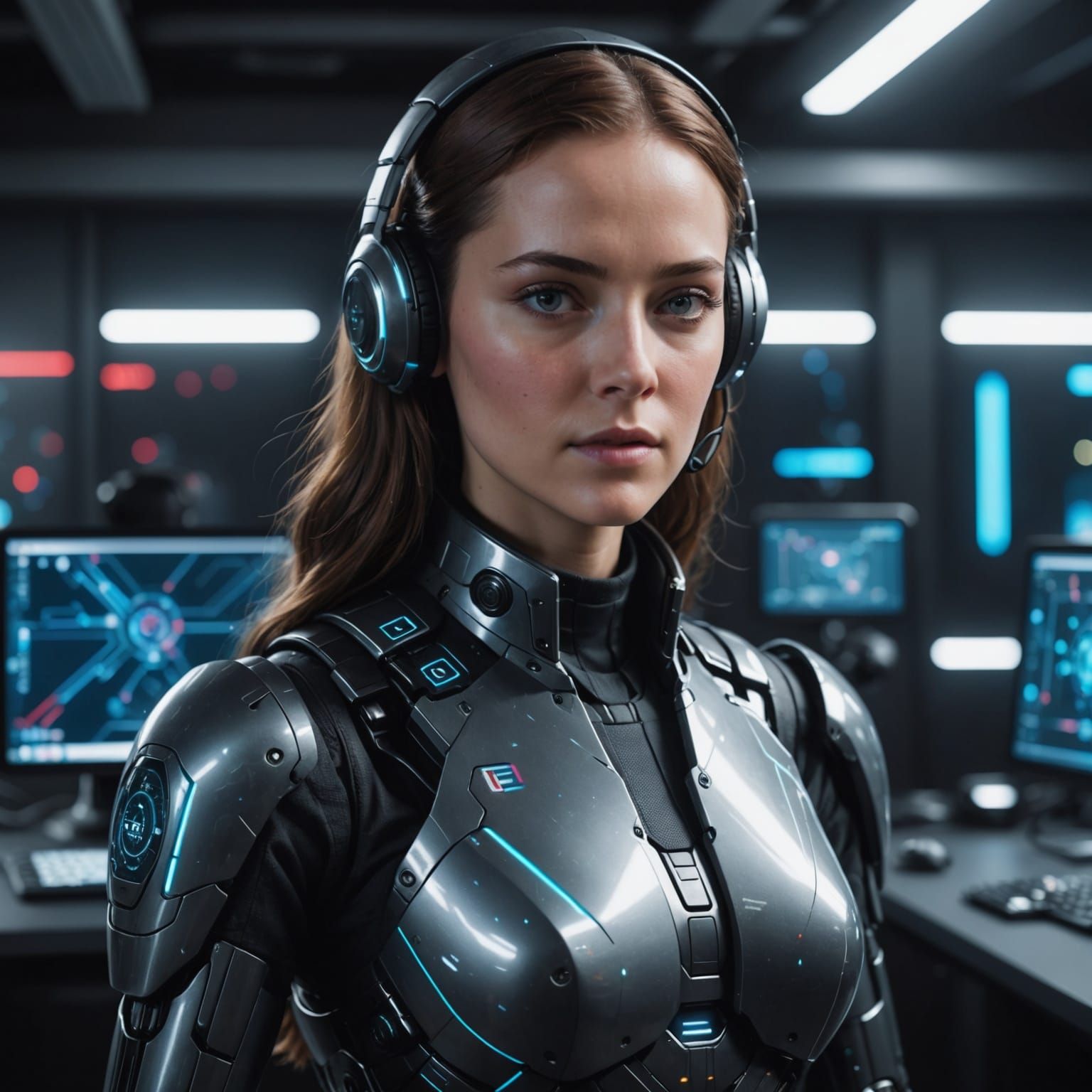 Female AI Agent in Futuristic Setting
