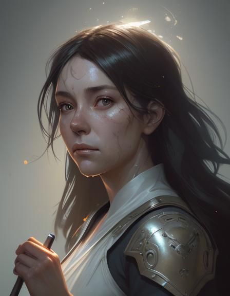 Woman Staring at Canvas: Hyperdetailed Artstation Portrait