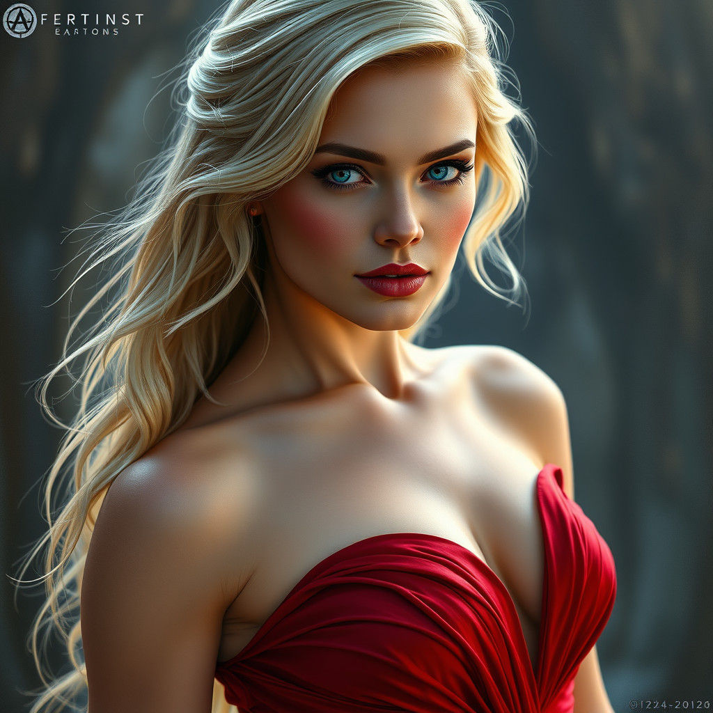 Margot Robbie in Red Dress: Fantasy Concept Art