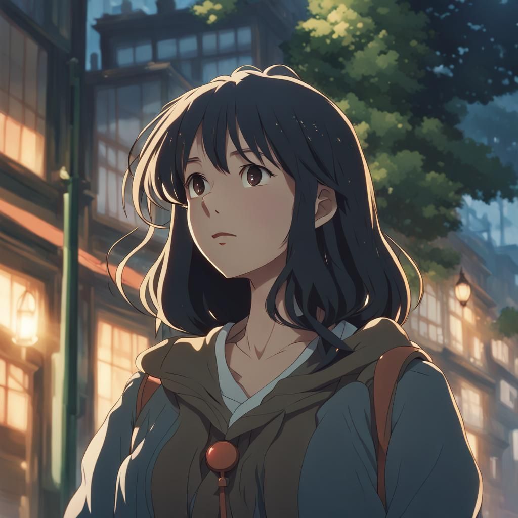 Anime Girl in Coquette Outfit, Ghibli Style